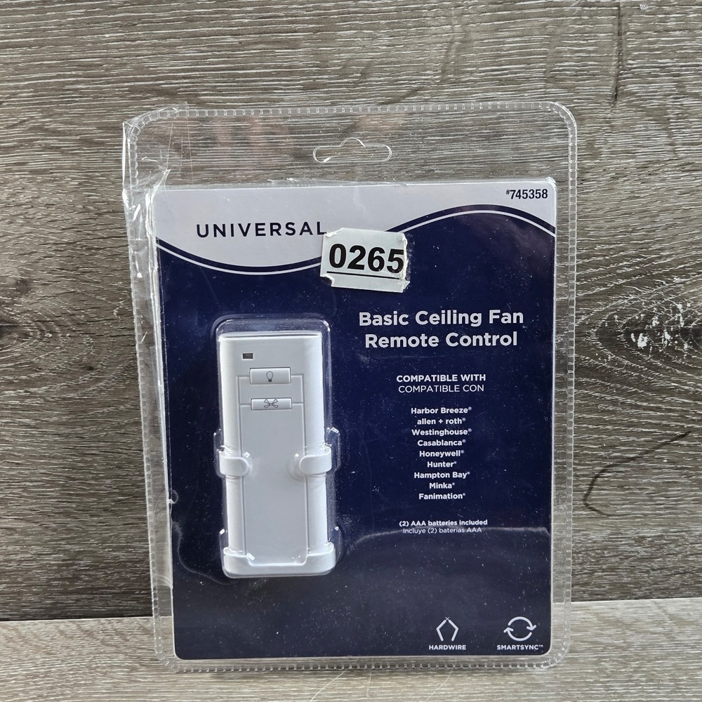Universal Ceiling Fan Remote Control White Wall Mount Kit 0745358 Harbor Breeze